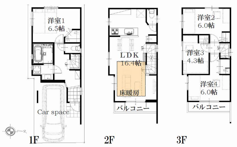 Floor plan. (D Building), Price 31,300,000 yen, 4LDK, Land area 51.78 sq m , Building area 88.58 sq m