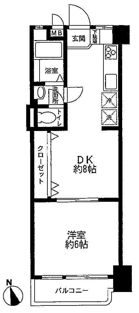 Floor plan. 1DK, Price 13.5 million yen, Occupied area 34.56 sq m , Balcony area 3.15 sq m floor plan