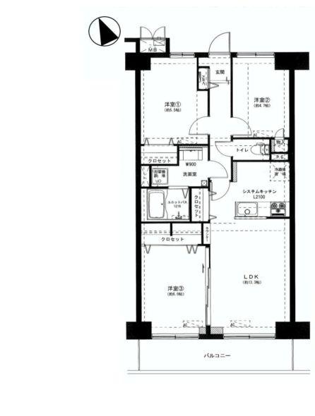 Floor plan. 3LDK, Price 24,900,000 yen, Occupied area 67.92 sq m , Balcony area 8.4 sq m