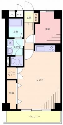 Floor plan. 1LDK, Price 11.9 million yen, Footprint 43.7 sq m , Balcony area 6 sq m