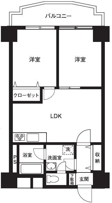 Floor plan. 2LDK, Price 18.5 million yen, Occupied area 54.58 sq m floor plan