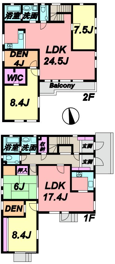 Floor plan. 52,500,000 yen, 4LLDDKK + S (storeroom), Land area 241.28 sq m , Building area 185.2 sq m