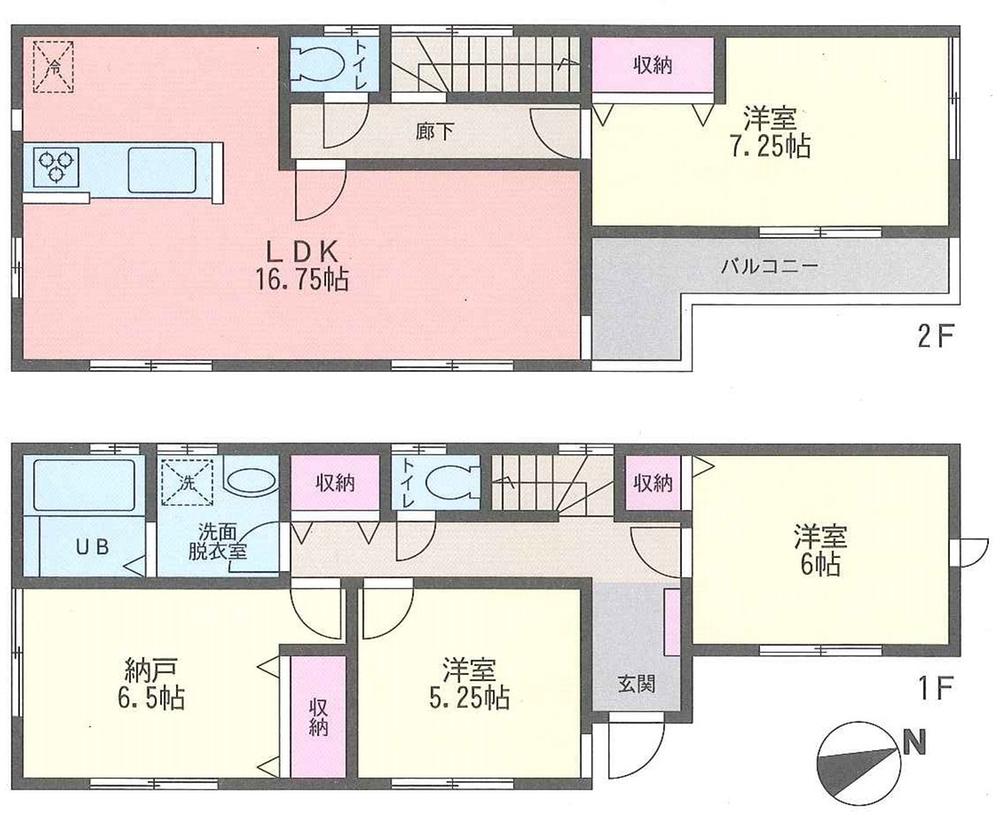 Floor plan. 37,800,000 yen, 4LDK, Land area 84.3 sq m , Building area 98.95 sq m