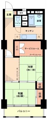 Floor plan. 2K + S (storeroom), Price 7.8 million yen, Occupied area 45.32 sq m , Balcony area 5.58 sq m