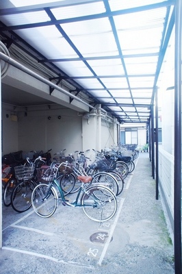 Other common areas. Covered bicycle parking lots behind