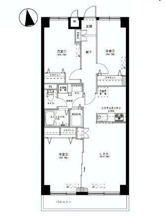 Floor plan. 3LDK, Price 27,900,000 yen, Occupied area 67.44 sq m , Balcony area 5.28 sq m of Mato