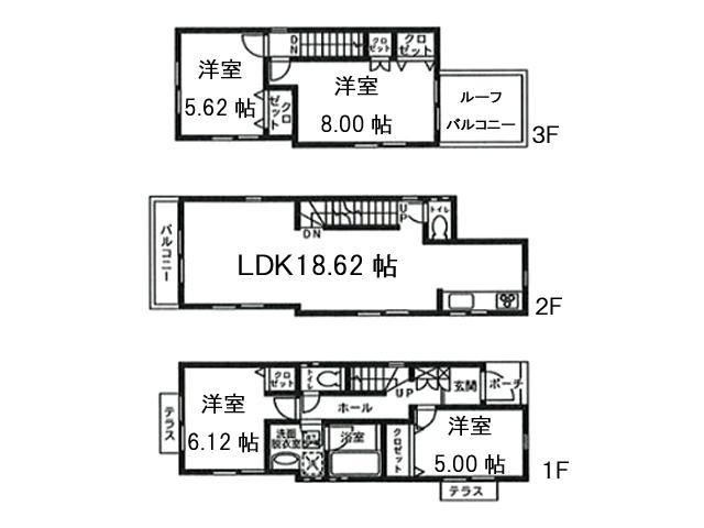 Floor plan. (14 Building), Price 38,800,000 yen, 4LDK, Land area 87.08 sq m , Building area 101.84 sq m