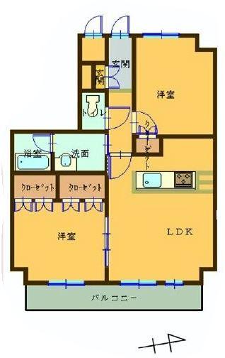 Floor plan. 2LDK, Price 15.8 million yen, Occupied area 48.68 sq m , Balcony area is 8.13 sq m easy-to-use floor plan 2LDK