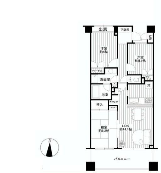 Floor plan. 3LDK, Price 28.8 million yen, Occupied area 69.65 sq m , Balcony area 12.6 sq m