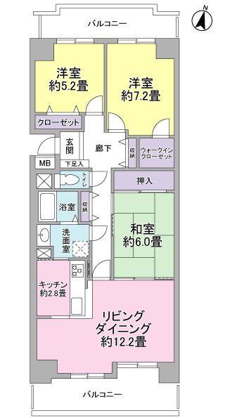 Floor plan. 3LDK, Price 25,800,000 yen, Footprint 81.7 sq m , Balcony area 17.26 sq m