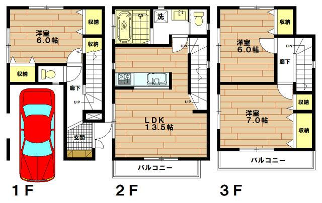 Floor plan. 34,800,000 yen, 3LDK, Land area 55.73 sq m , Building area 95.22 sq m