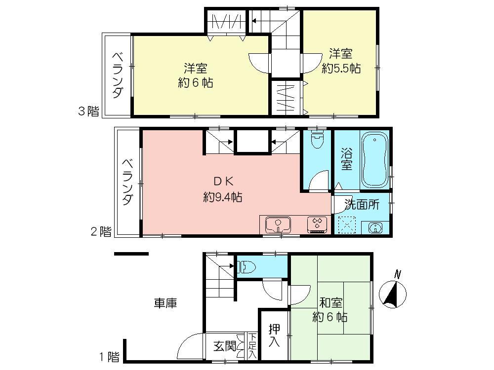 Floor plan. 28,900,000 yen, 3LDK, Land area 47.41 sq m , Building area 70.42 sq m