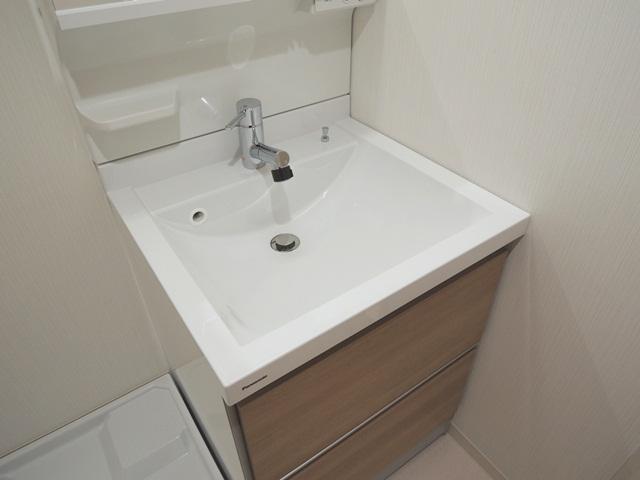 Wash basin, toilet. Stylish independent vanity.