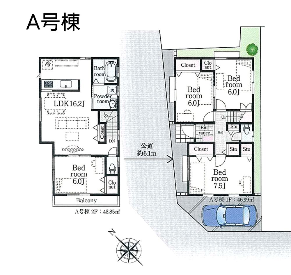 Floor plan. (A Building), Price 31,800,000 yen, 4LDK, Land area 82.84 sq m , Building area 95.84 sq m