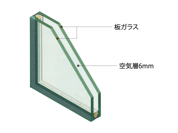 Building structure.  [Double-glazing with excellent thermal insulation] In the window of the living room, Adopt a multi-layer glass provided with an air layer between the sash. Along with the thermal insulation is enhanced by this air layer, You can also expect the effect of suppressing condensation. (Conceptual diagram)