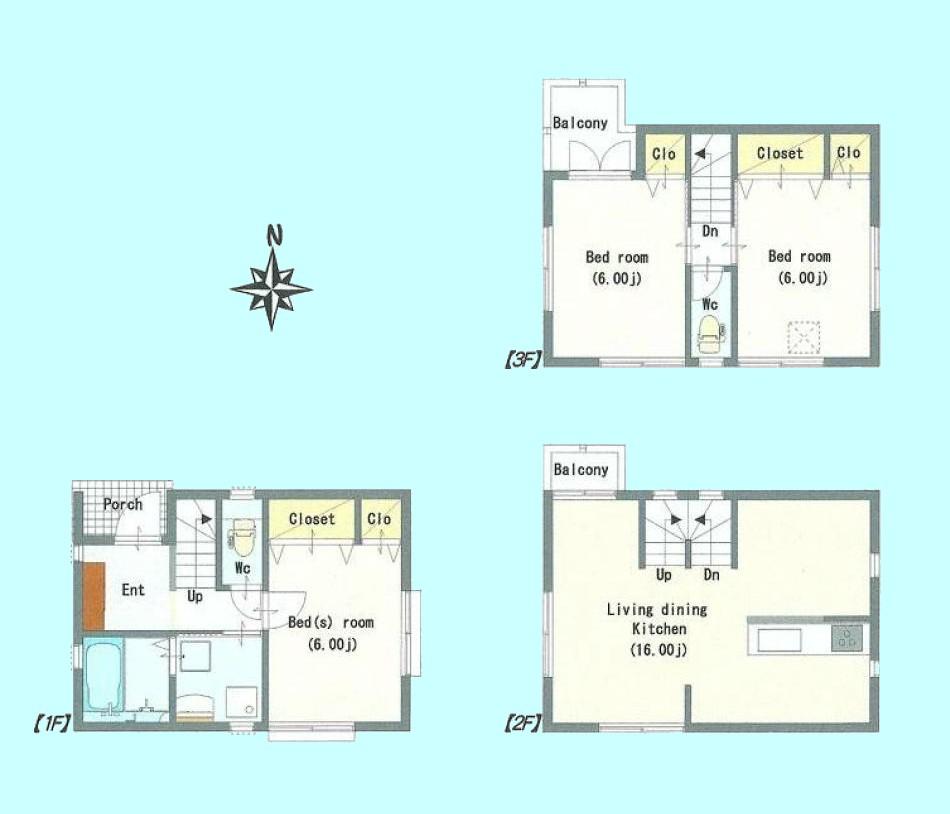 Floor plan. (Building 2), Price 29,800,000 yen, 3LDK, Land area 67.76 sq m , Building area 83.64 sq m