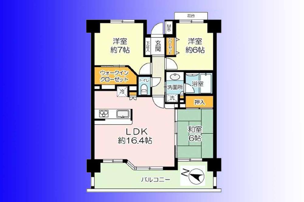 Floor plan. 3LDK, Price 35,800,000 yen, Occupied area 77.52 sq m , Balcony area 14.82 sq m is each room a 6 quires more room floor plan! Per the top floor, Per yang ・ View is good.