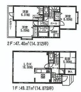 Floor plan. (14 Building), Price 38,800,000 yen, 4LDK, Land area 86.44 sq m , Building area 96.67 sq m
