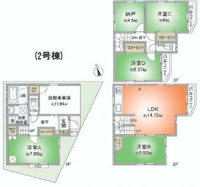 Floor plan. 37,300,000 yen, 4LDK+S, Land area 56.7 sq m , Building area 115.41 sq m
