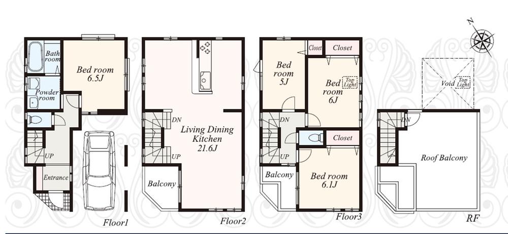 Floor plan. (Building 2), Price 49,900,000 yen, 4LDK, Land area 60.12 sq m , Building area 123.36 sq m