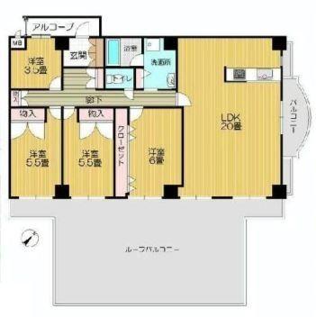 Floor plan. 4LDK, Price 25,800,000 yen, Footprint 104 sq m , Balcony area 48 sq m