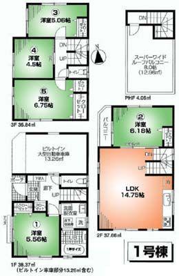 Floor plan. 41,300,000 yen, 5LDK, Land area 55 sq m , Building area 115.92 sq m