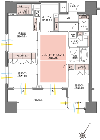 Floor: 3LDK, occupied area: 66.83 sq m