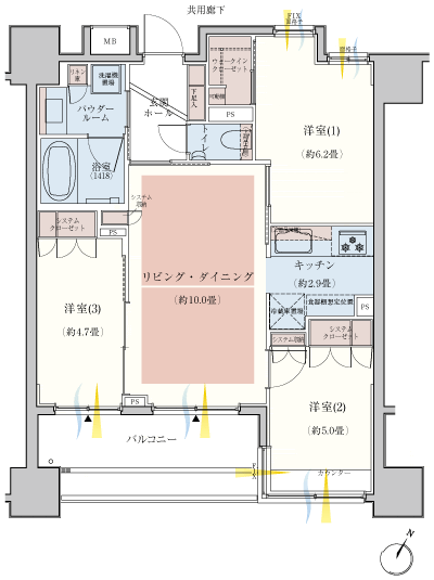 Floor: 3LDK, occupied area: 63.28 sq m