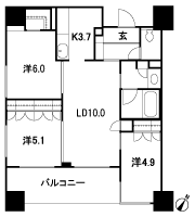 Floor: 3LDK, occupied area: 66.83 sq m