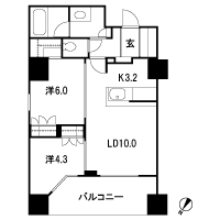 Floor: 2LDK, the area occupied: 54.7 sq m