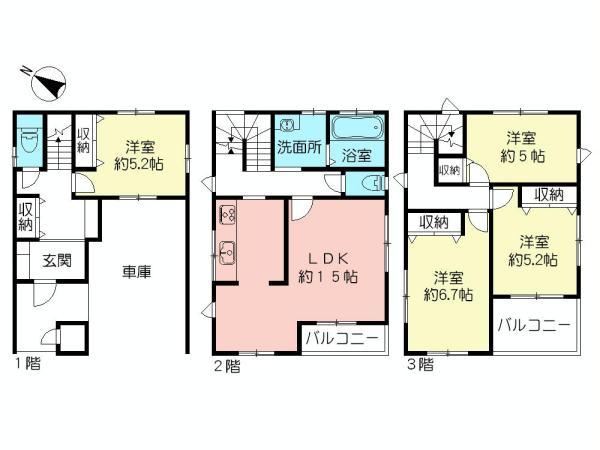Floor plan. (C Building), Price 32,800,000 yen, 4LDK, Land area 56.33 sq m , Building area 113.6 sq m