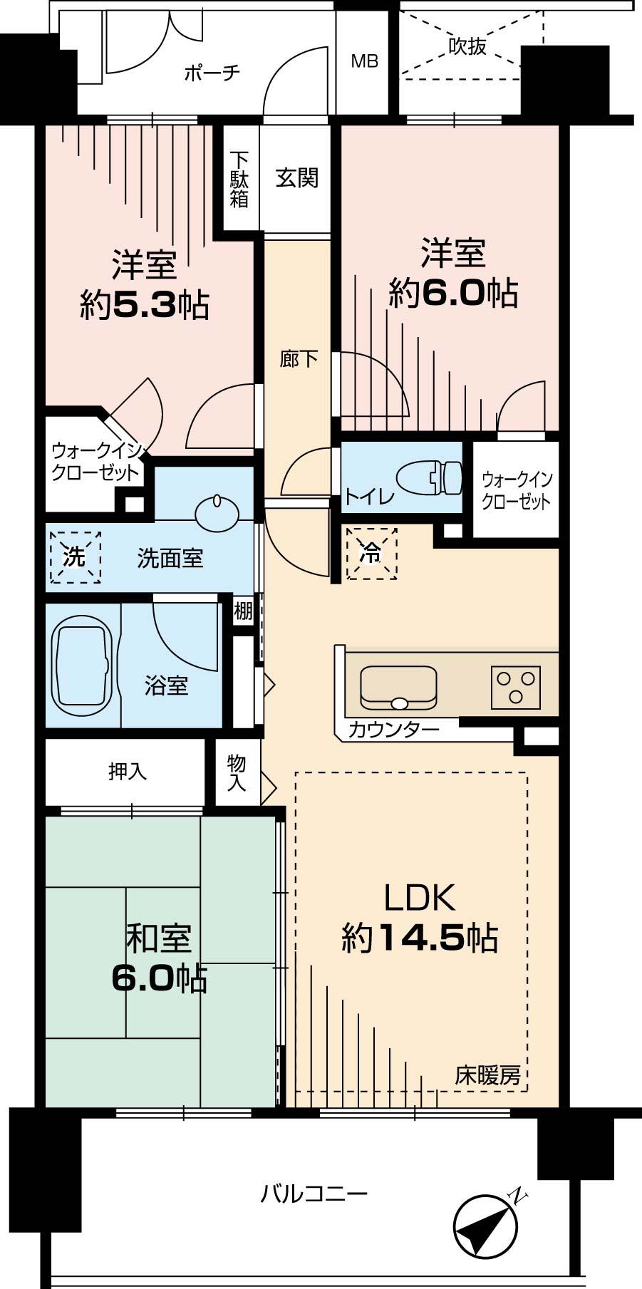 Floor plan. 3LDK, Price 24,800,000 yen, Footprint 70.2 sq m , Balcony area 12 sq m