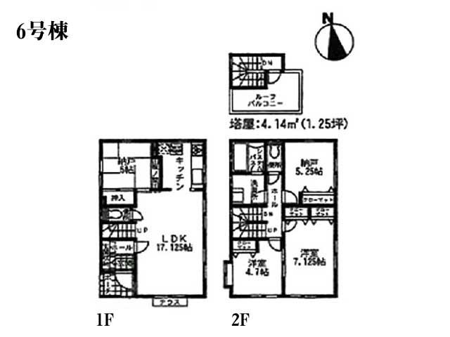 Floor plan. (6 Building), Price 35,800,000 yen, 4LDK, Land area 78.72 sq m , Building area 96.05 sq m
