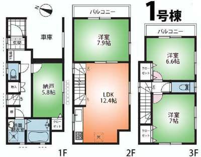 Floor plan. 31,300,000 yen, 3LDK+S, Land area 59.41 sq m , Building area 103.07 sq m