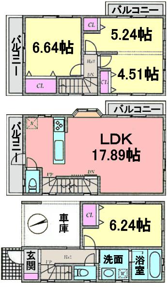 Floor plan. 34,800,000 yen, 4LDK, Land area 56.41 sq m , Building area 106.14 sq m
