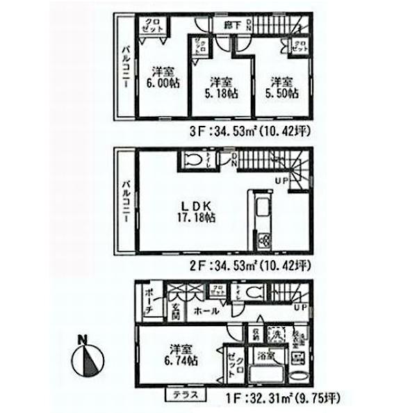 Floor plan. (13 Building), Price 37,800,000 yen, 4LDK, Land area 70.07 sq m , Building area 101.37 sq m