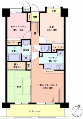 Floor plan. 2LDK + S (storeroom), Price 23.5 million yen, Occupied area 63.36 sq m , Balcony area 9.6 sq m