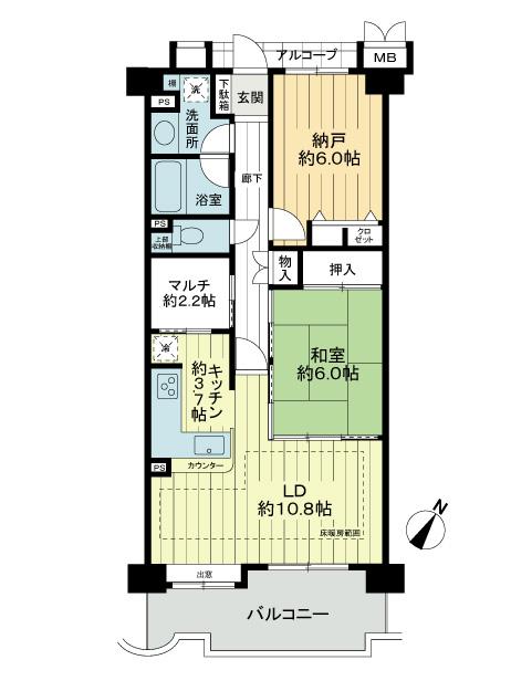 Floor plan. 1LDK + S (storeroom), Price 28.5 million yen, Occupied area 66.08 sq m , Balcony area 10.72 sq m view from the local (May 2013) Shooting