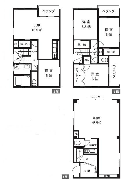 Floor plan. 36,800,000 yen, 4LDK, Land area 66.12 sq m , Building area 153.9 sq m 4LDK + store The building area is 153.9 sq m! 