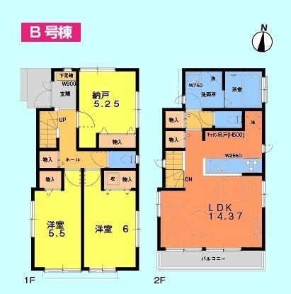Floor plan. (B Building), Price 31,800,000 yen, 3LDK, Land area 87.56 sq m , Building area 77.21 sq m