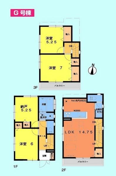 Floor plan. (G Building), Price 34,800,000 yen, 4LDK, Land area 70.34 sq m , Building area 92.32 sq m