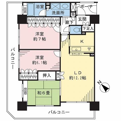 Floor plan. 3LDK, Price 29,800,000 yen, Occupied area 76.14 sq m , Balcony area 29.59 sq m floor plan