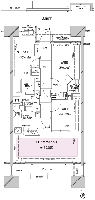 Floor: 2LDK + S + WIC, the occupied area: 65.33 sq m, Price: TBD