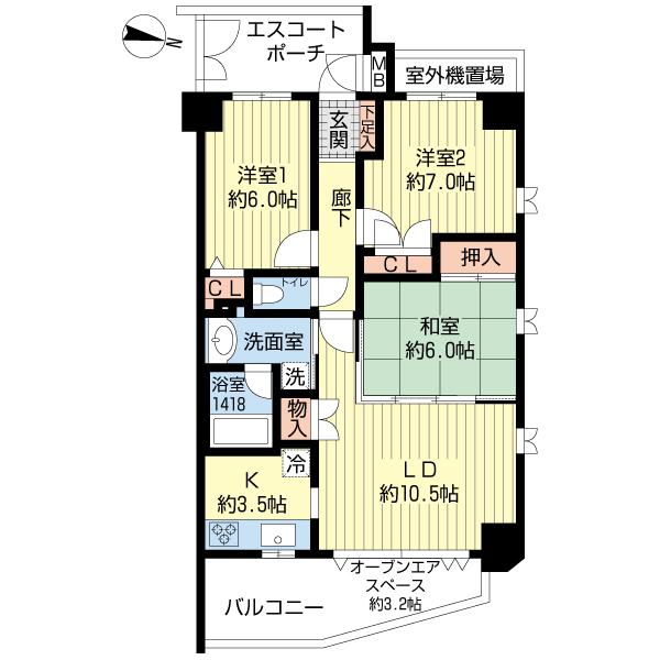 Floor plan. 3LDK, Price 24,990,000 yen, Footprint 72.1 sq m