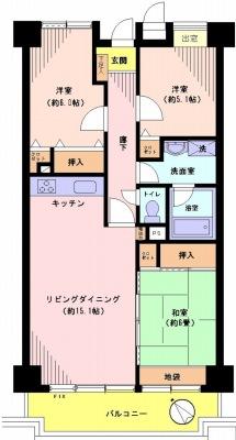 Floor plan. 3LDK, Price 21,700,000 yen, Occupied area 76.68 sq m , Balcony area 9.3 sq m