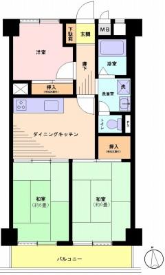 Floor plan. 3DK, Price 11.5 million yen, Occupied area 52.28 sq m , Balcony area 6.48 sq m