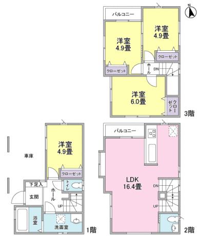 Floor plan. 37,800,000 yen, 4LDK, Land area 55.16 sq m , Building area 97.86 sq m