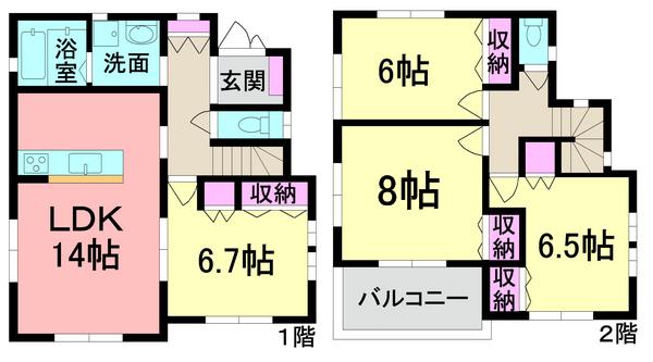 Floor plan. 24 million yen, 4LDK, Land area 100.27 sq m , Building area 99.35 sq m