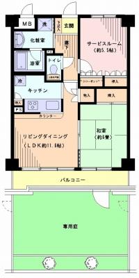Floor plan. 1LDK + S (storeroom), Price 14.5 million yen, Footprint 54.6 sq m , Balcony area 7.57 sq m