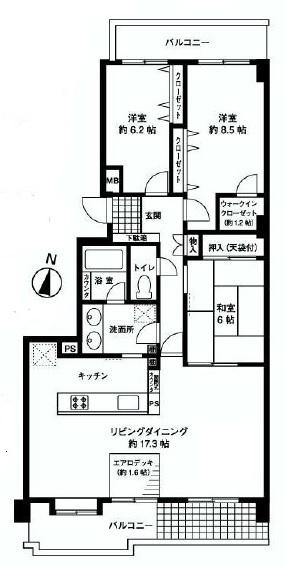 Floor plan. 3LDK, Price 31 million yen, Footprint 100 sq m , Balcony area 20.76 sq m floor plan